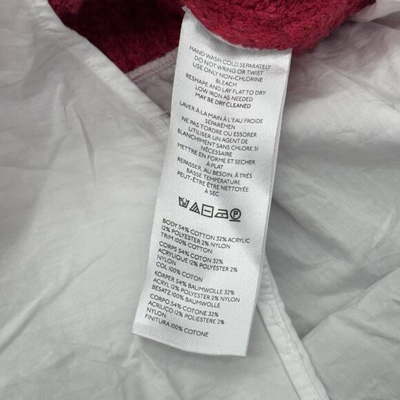 Anthropologie Cropped Twofer Cardigan Sweater Size Small Red White Knit Academia - Picture 11 of 12